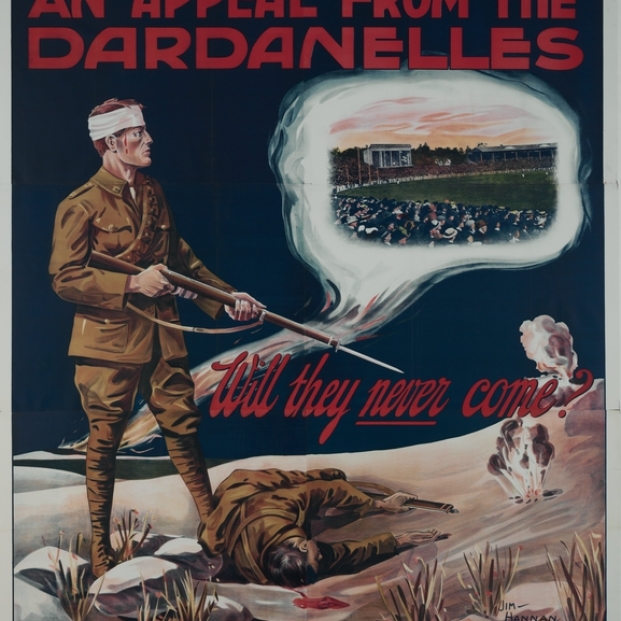 July 1915 Recruiting Poster: "Will they never come?", courtesy Australian War Memorial