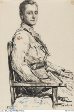 Lt. B F Nicholas, courtesy AWM (drawing by his sister-in-law, Hilda Rix Nicholas)